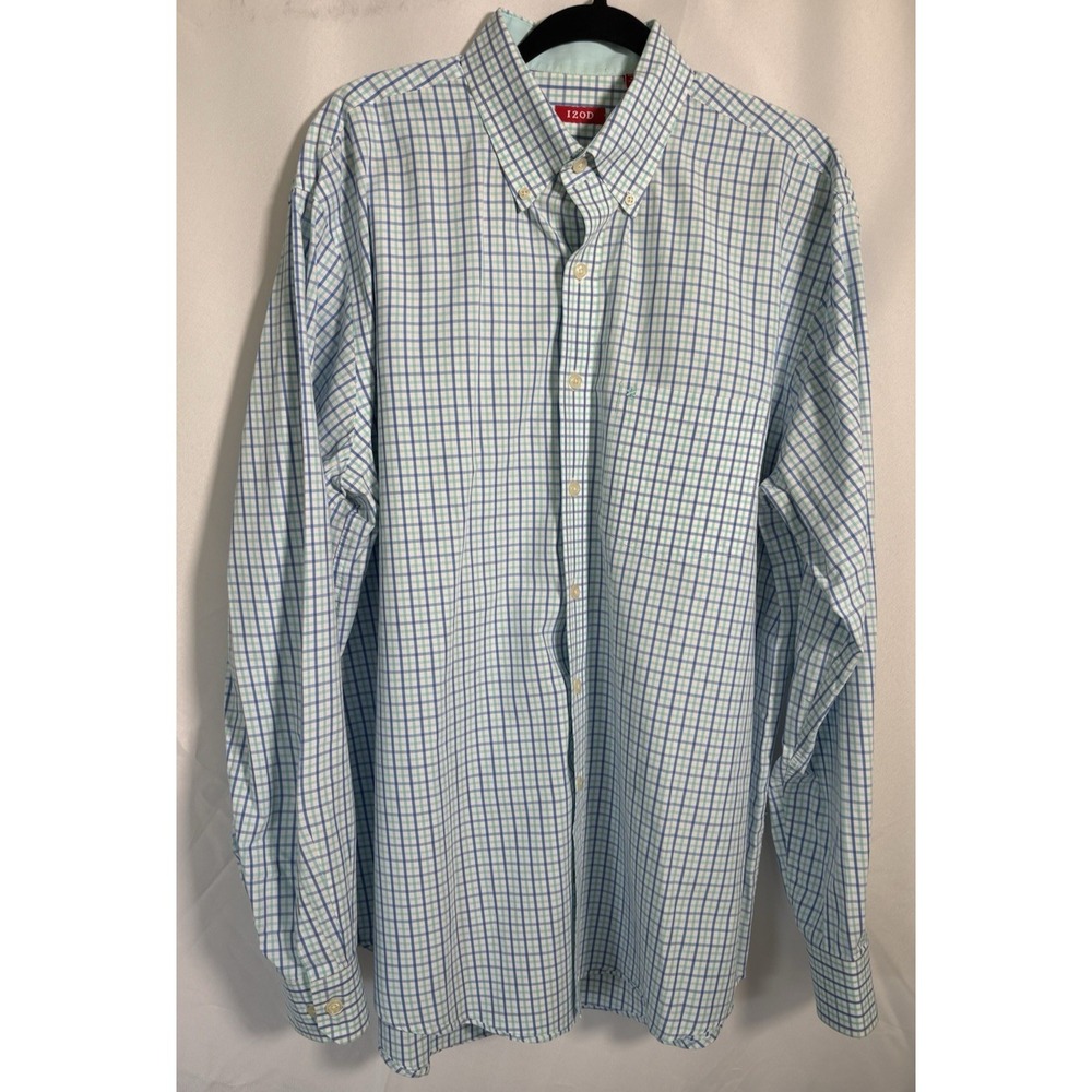 Izod Shirt Size XLT Long Sleeve Button Up Check